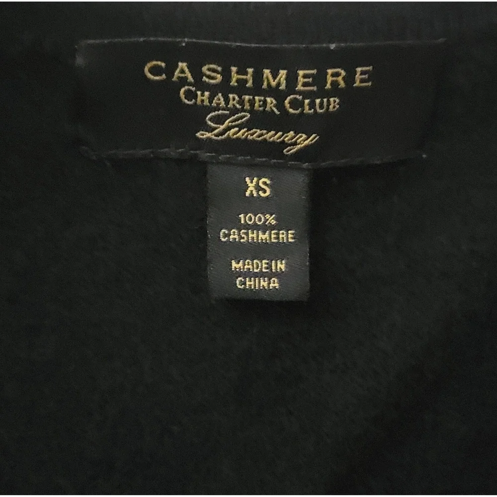 Charter‎ Club Luxury Black 100pre Cashmere V Neck Sweater XS softness authentic